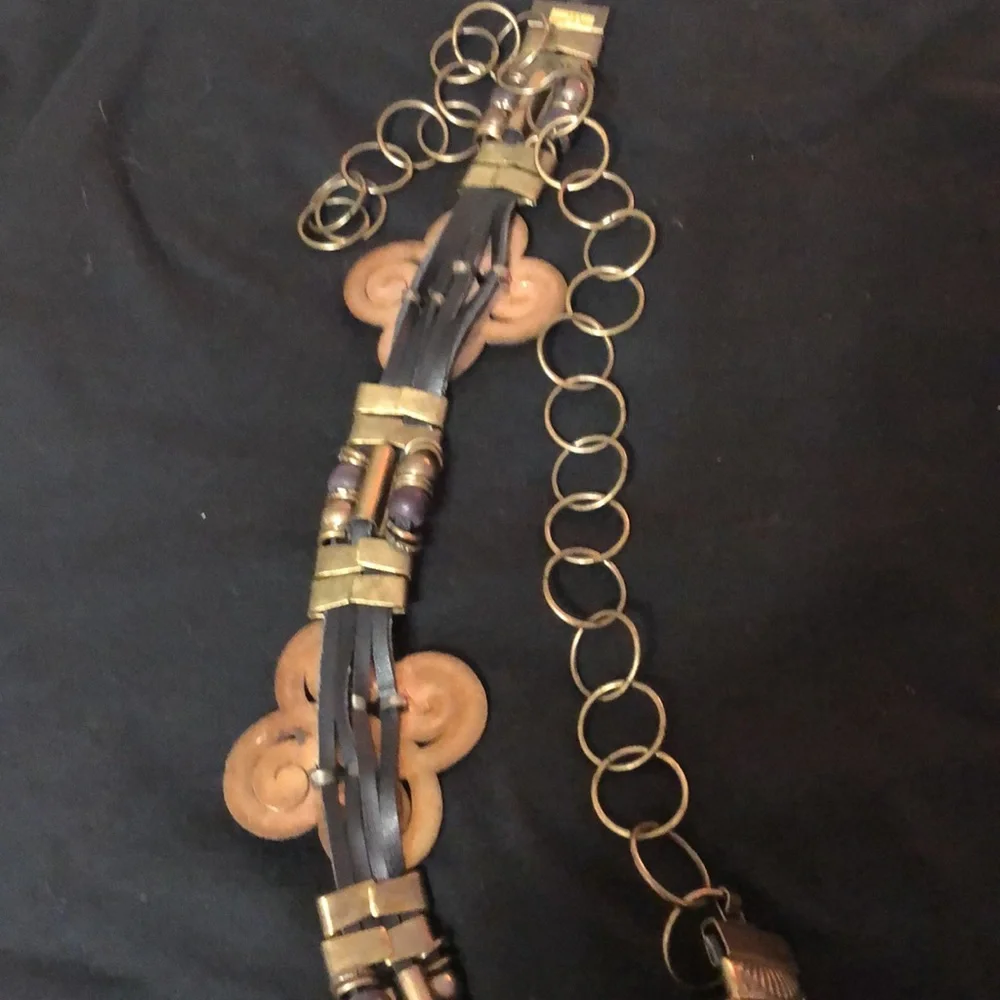 Leather and metal belt size medium